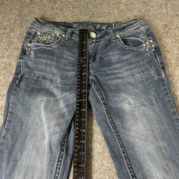 Grace In LA Jeans Size 27 Medium Wash Boot Cut Stretch Denim Embellished Flaws - Picture 8 of 15
